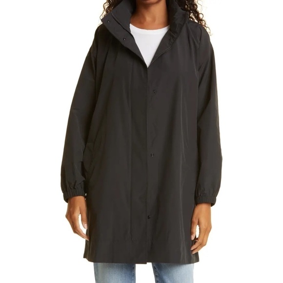 Eileen Fisher Stand Collar Organic Cotton Nylon Blend Coat Jacket XS - Picture 1 of 13
